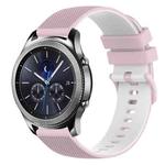 For Samsung Gear S3 Classic 22mm Checkered Two-Color Silicone Watch Band(Pink+White)