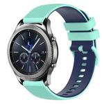 For Samsung Gear S3 Classic 22mm Checkered Two-Color Silicone Watch Band(Teal+Blue)