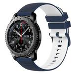 For Samsung Gear S3 Frontier 22mm Checkered Two-Color Silicone Watch Band(Dark Blue+White)