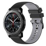 For Samsung Gear S3 Frontier 22mm Checkered Two-Color Silicone Watch Band(Black+Grey)