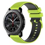 For Samsung Gear S3 Frontier 22mm Checkered Two-Color Silicone Watch Band(Lime Green+Black)