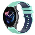 For Amazfit GTR 3 22mm Checkered Two-Color Silicone Watch Band(Teal+Blue)