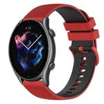 For Amazfit GTR 3 Pro 22mm Checkered Two-Color Silicone Watch Band(Red+Black)