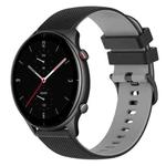 For Amazfit GTR 2e 22mm Checkered Two-Color Silicone Watch Band(Black+Grey)