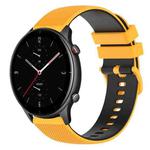 For Amazfit GTR 2e 22mm Checkered Two-Color Silicone Watch Band(Yellow+Black)