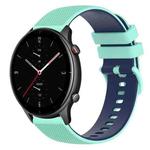 For Amazfit GTR 2e 22mm Checkered Two-Color Silicone Watch Band(Teal+Blue)