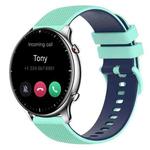 For Amazfit GTR 2 22mm Checkered Two-Color Silicone Watch Band(Teal+Blue)