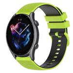 For Amazfit 3 22mm Checkered Two-Color Silicone Watch Band(Lime Green+Black)