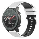 For Amazfit GTR 47mm 22mm Checkered Two-Color Silicone Watch Band(White+Black)