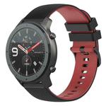 For Amazfit GTR 47mm 22mm Checkered Two-Color Silicone Watch Band(Black+Red)