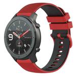 For Amazfit GTR 47mm 22mm Checkered Two-Color Silicone Watch Band(Red+Black)