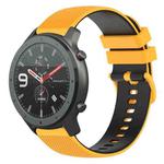 For Amazfit GTR 47mm 22mm Checkered Two-Color Silicone Watch Band(Yellow+Black)