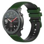 For Amazfit GTR 47mm 22mm Checkered Two-Color Silicone Watch Band(Amy Green+Black)