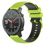 For Amazfit GTR 47mm 22mm Checkered Two-Color Silicone Watch Band(Lime Green+Black)
