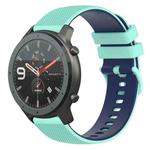 For Amazfit GTR 47mm 22mm Checkered Two-Color Silicone Watch Band(Teal+Blue)