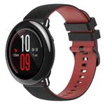 For Amazfit Pace 22mm Checkered Two-Color Silicone Watch Band(Black+Red)