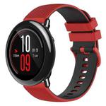 For Amazfit Pace 22mm Checkered Two-Color Silicone Watch Band(Red+Black)