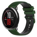 For Amazfit Pace 22mm Checkered Two-Color Silicone Watch Band(Amy Green+Black)