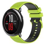 For Amazfit Pace 22mm Checkered Two-Color Silicone Watch Band(Lime Green+Black)
