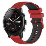 For Amazfit Stratos 22mm Checkered Two-Color Silicone Watch Band(Red+Black)