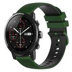 For Amazfit Stratos 22mm Checkered Two-Color Silicone Watch Band(Amy Green+Black)