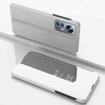 For Xiaomi 12 Lite Plated Mirror Horizontal Flip Leather Case with Holder(Silver)