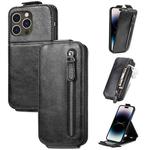 For iPhone 14 Pro Max  Zipper Wallet Vertical Flip Leather Phone Case(Black)