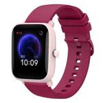 For Amazfit Pop 20mm Solid Color Soft Silicone Watch Band(Wine Red)