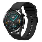 For Huawei Watch GT2 42mm 20mm Solid Color Soft Silicone Watch Band(Black)