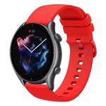 For Amazfit GTR 3 22mm Solid Color Soft Silicone Watch Band(Red)