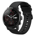 For Amazfit Stratos 22mm Solid Color Soft Silicone Watch Band(Black)