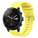 For Amazfit Stratos 22mm Solid Color Soft Silicone Watch Band(Yellow)