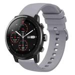 For Amazfit Stratos 22mm Solid Color Soft Silicone Watch Band(Grey)