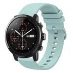 For Amazfit 2 Stratos 22mm Solid Color Soft Silicone Watch Band(Sapphire Green)
