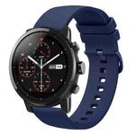 For Amazfit 2 Stratos 22mm Solid Color Soft Silicone Watch Band(Navy Blue)