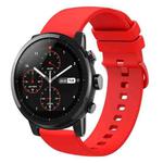 For Amazfit 2 Stratos 22mm Solid Color Soft Silicone Watch Band(Red)