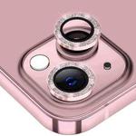 For iPhone 14 / 14 Plus ENKAY Glitter Rear Lens Aluminium Alloy Tempered Glass Film(Pink)