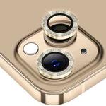 For iPhone 14 / 14 Plus ENKAY Glitter Rear Lens Aluminium Alloy Tempered Glass Film(Golden)