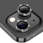 For iPhone 13 ENKAY Glitter Rear Lens Aluminium Alloy Tempered Glass Film(Black)