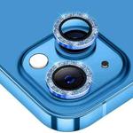 For iPhone 13 ENKAY Glitter Rear Lens Aluminium Alloy Tempered Glass Film(Blue)