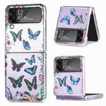 For Samsung Galaxy Z Flip4 JSM Butterfly Printing Clear PC Folding Phone Case(Blue)