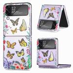 For Samsung Galaxy Z Flip4 JSM Butterfly Printing Clear PC Folding Phone Case(Yellow)