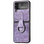For Samsung Galaxy Z Flip4 JUNSUNMAY Netted Embossing Ring Folding Phone Case(Purple)