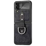 For Samsung Galaxy Z Flip4 JUNSUNMAY Netted Embossing Ring Folding Phone Case(Black)