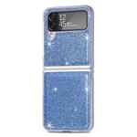 For Samsung Galaxy Z Flip4 JUNSUNMAY Glitter Leather Skin PC Folding Phone Case(Blue)
