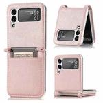 For Samsung Galaxy Z Flip4 JUNSUNMAY Card Holder Folding PC Leather Phone Case(Pink)
