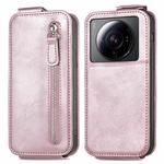 For Xiaomi 12S Ultra Zipper Wallet Vertical Flip Leather Phone Case(Pink)