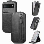 For Google Pixel 6a Zipper Wallet Vertical Flip Leather Phone Case(Black)