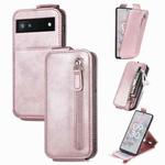 For Google Pixel 6a Zipper Wallet Vertical Flip Leather Phone Case(Pink)