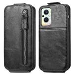 For OPPO Reno8 Lite Zipper Wallet Vertical Flip Leather Phone Case(Black)